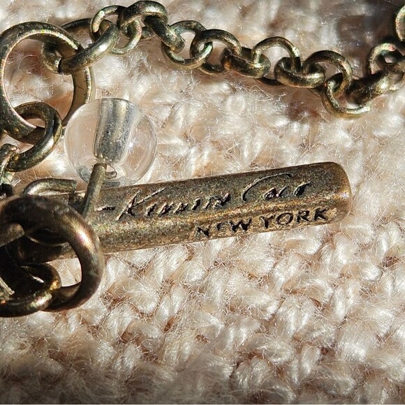 Kenneth Cole Double Strand Green Cut Glass Cluster Bead Necklace - Gold - Picture 7 of 10